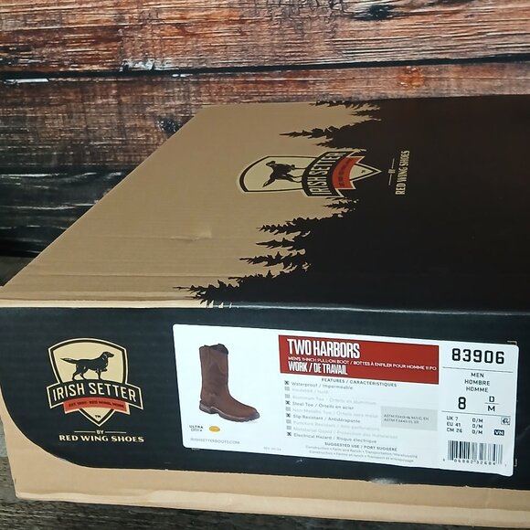 Irish Setter Red Wing Work Boots 8 D Two Harbors Steel Toe WPF Pull On 83906 main image 4